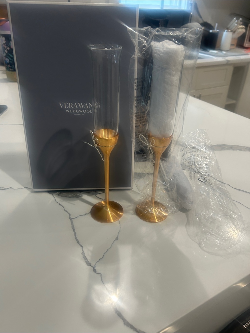 Vera Wang Gold Stem Champagne Flutes - Set of 2
